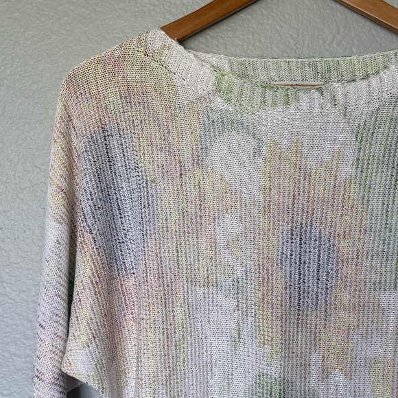 Sioni White and Yellow Sunflower Crew Neck Sweater Lightweight Knit Size Small - Picture 3 of 8